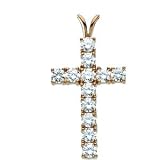 14K Yellow Gold Diamond Cross Pendant