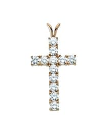 14K Yellow Gold Cross Pendant W\Diamond