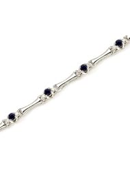 14K White Gold Round Sapphire and Diamond Bracelet