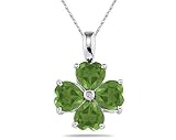 14k White Gold Diamond and Peridot Heart Flower Pendant