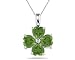 14k White Gold Diamond and Peridot Heart Flower Pendant