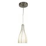 Checkolite White Art Glass Pendant With Black Vertical Stripes