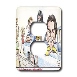 Londons Times Funny Panel Hollywood Cartoons - Tom Cruises Hollywood Blvd. - Light Switch Covers - 2 plug outlet cover
