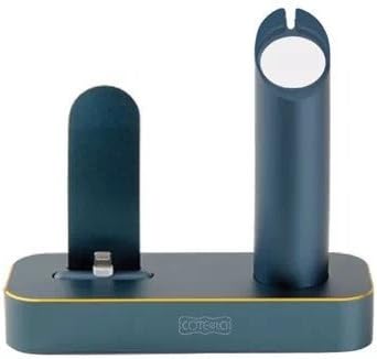 2 in 1 Aluminum Metal Displaying Holder Stand Desktop Docking Station for Apple Watch for iPhone 6 / Plus/ 5s Charging Cradle (Blue)