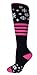 MOXY Socks Black with Pink Full-Cushion The Blizzard Extreme Knee-High Dead Lift Socks