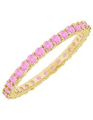 Pink Sapphire Eternity Bangle 14K Yellow Gold - 10.00 CT TGW