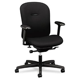 HON COMPANY Mirus Series Low Back Synchro-Tilt Chair, Black Fabric Upholstery