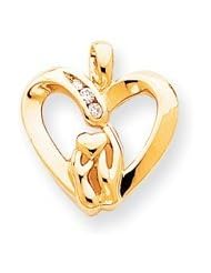 14k VS Diamond Mother holding child pendant Diamond quality VS (VS2 clarity, G-I color)