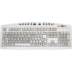 DSI Large Print USB & PS2 Computer Keyboard (White with Black Letters) for Visually Impaired Individuals
