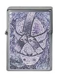 Abstract Leather Bondage Fetish Design Wind Proof Flip Style Lighter Brushed Chrome