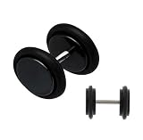 Fake Plugs Black Acrylic 16G Studs - 0G Gauges Look 1 Pair (2Pc)