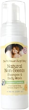 Earth Mama Angel Baby Natural Non-Scents Shampoo & Body Wash, Unscented Calendula 5.3 fl oz (160 ml)