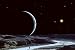 Wallmonkeys Peel and Stick Wall Decals - A Lone Explorer Follows an Ancient Riverbed While His Planet Floats in the Black Star-filled Sky. - Removable Graphic