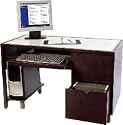 Espresso Frosted Glass Opala Computer Desk with CPU Stand