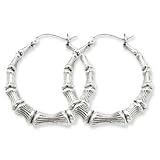Sterling Silver Bamboo Hoop Earrings