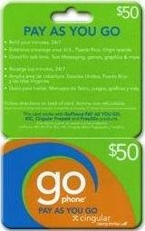 $50 Cingular GoPhone Pay As You Go phone refill card. Pin E-mailed.
