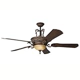 IMAGE OF Kichler Lighting 300008BKZ Kimberley 60-Inch Ceiling Fan with Dark Cherry Wood Blade, Berkshire Bronze