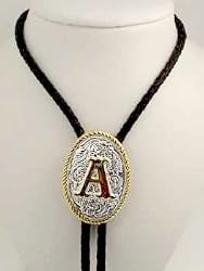 Silver/gold Plated Monogram Letter "A" Bolo Tie