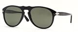 Persol 0649 Shiny Black Frame/Grey Lens Plastic Sunglasses, 56mm