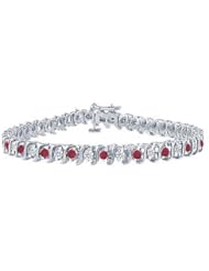 Ruby and Diamond Tennis Bracelet Platinum - 1.00 CT TGW