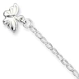 Sterling Silver 10inch Solid Polished Butterfly Anklet