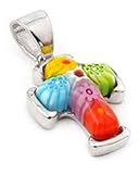 Small Multi Colored Millefiori Murano Glass Cross Pendant