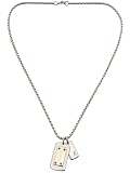 GUESS Marciano Two Tone Tag and Logo Necklace, SILVER