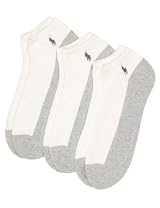 Ralph Lauren Mens Sport Socks Small Pony White/Grey 3Pack
