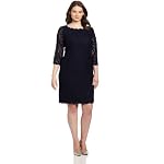 Adrianna Papell Women’s Plus-Size Long Sleeve Lace Dress, Navy, 18W