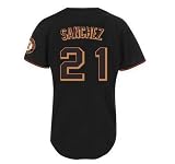 Freddy Sanchez Jerseys San Francisco Giants #21 Sanchez Cool Base Black Jerseys 2010 World Series Patch (XXXL/56)