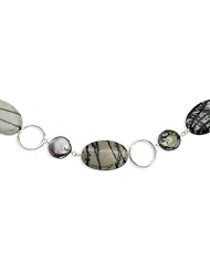 SS 16in Circles/Freshwater Coin Cult. Pearl & Zebra Jasper Necklace