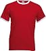 Fruit of the Loom plain ringer t-shirt Red body white contrast Large (41 - 43 inch chest)