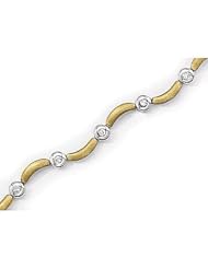 14kt Yellow Gold Curved Bar Bezel Set Diamond Bracelet 0.25ct TW