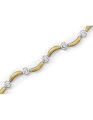 14kt Yellow Gold Curved Bar Bezel Set Diamond Bracelet 0.25ct TW