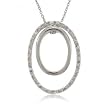 Diamond Two Piece Oval Pendant w Chain in Sterling Silver