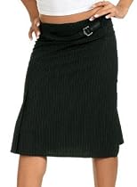 Women's Buckle Tab Pinstripe Pencil Skirt w/ Side Slit