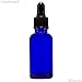 1/2 Oz (15 ml) Blue Boston Round Glass Bottle w/Dropper - Pack of 6
