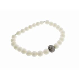 White Coral Bead Bracelet with Small Rhodium Bead by Mizuki by Ylang|23