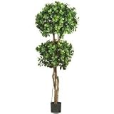 Nearly Natural 5.5Feet Eucalyptus Double Ball Topiary Silk Tree