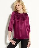 AK Anne Klein Petite Babydoll Blouse with Smocking