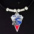 New York Giants Leather Necklace w/Beads & Pewter Pendant - NFL Football Fan Shop Sports Team Merchandise