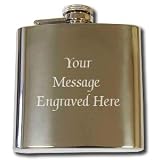 Personalised 6oz Hip Flask YOUR MESSAGE ENGRAVED FREE, Birthday, Wedding, Anniversary Gift C