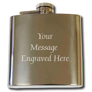 Personalised 6oz Hip Flask YOUR MESSAGE ENGRAVED FREE, Birthday, Wedding, Anniversary Gift C