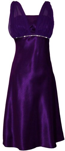Satin Chiffon Dress, Knee-Length