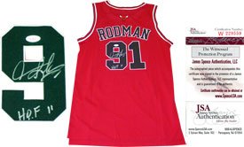 Dennis Rodman HOF 11" Autographed Chicago Bulls Jersey"