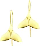 14K Yellow Gold Whale Tail Wire Earrings Jewelry New
