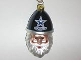 DALLAS COWBOYS Blown Glass Smiling Santa Cap CHRISTMAS ORNAMENT (3.5" tall & 2" wide)