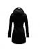 Geben Women's Winter Warm Black Fleece Check Hooded Double Breast Coat Jacket, M