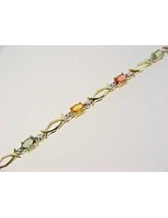 Genuine 3.0 ctw Multi-Sapphire Bracelet 10K Yellow Gold