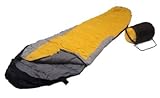 Sleeping BAG Mummy Type 8' Foot 20+ Degrees Yellow Gray Black - Carrying Bag NEW